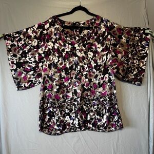 nicole by Nicole Miller Womens Silky Tunic Top Size XL Bell Sleeve Event Artsy